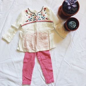 Carter’s Embroidered Floral Blouse Legging Set